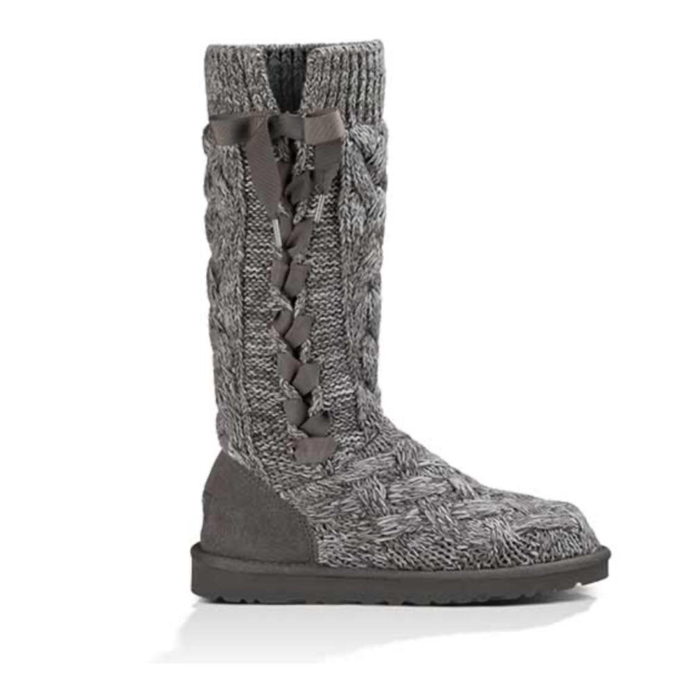 UGG Australia Mahalya Gray Knit Boots Women USA Size 7